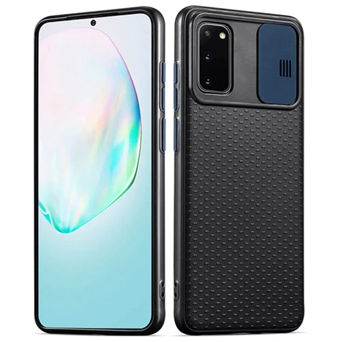 

Tpu Case Textured Point Camshield Black/Blue for Samsung G980 Galaxy S20