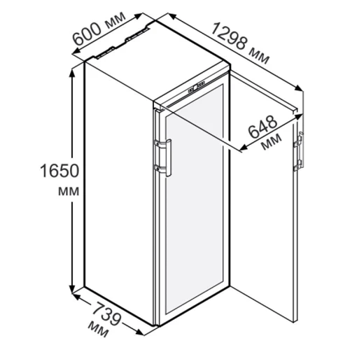 Винна шафа Liebherr WTb 4212: Розміри ВxШxГ, см 165 x 60 x 74