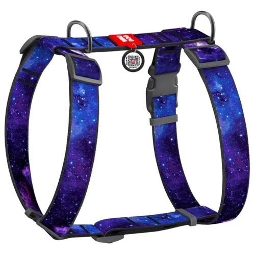 Шлея для собак WAUDOG Nylon анатомическая H-образная с QR-паспортом, рисунок "NASA21" XL, Ш 35 мм, А 55-95 см, В 70-110 см (323-0148)