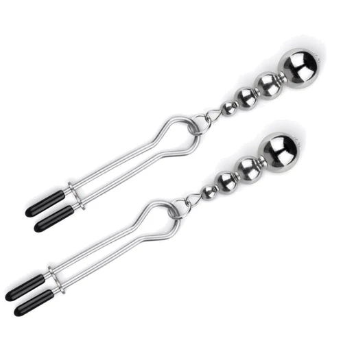 Зажимы для сосков Bedroom Fantasies: Nipple Clamps with Beaded Chain - Silver