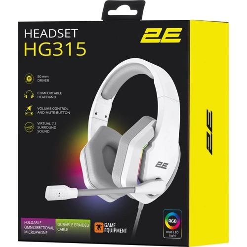Навушники 2E Gaming HG315 RGB USB 7.1 White (2E-HG315WT-7.1) фото 9