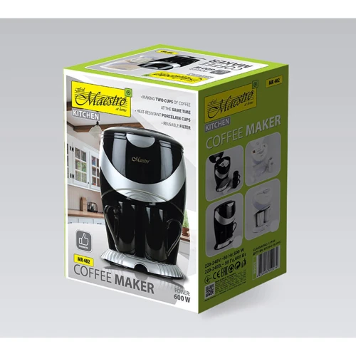 Кофеварка Maestro MR-402-BLACK: Мощность, Вт 600