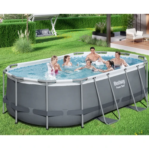Бассейн Bestway каркасный овал 424-250-100 см (56620) (фильтр-насос, лестница, в коробке, 60.5-129.5-41.5 см) фото 2