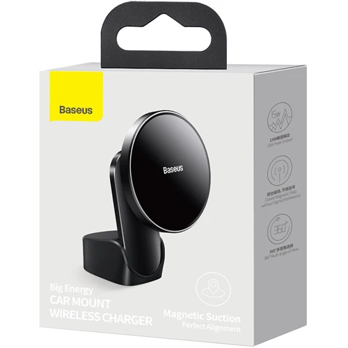 Держатель Baseus Car Holder Big Energy MagSafe Wireless Charger 15W Black (WXJN-01) for iPhone 16 I 15 I 14 I 13 I 12 series : Особенности MagSafe, wireless charging, автодержатель