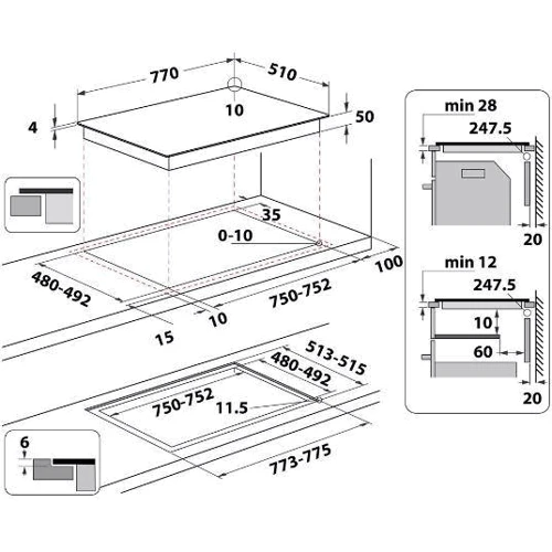 Варочная поверхность Whirlpool WF S1577 CPNE: Тип нагревательного элемента электрической поверхности Индукционный