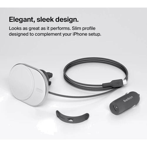 Держатель Belkin Car Holder Wireless Charger BoostCharge Pro Qi2 with MagSafe 15W Gray (WIC008btGR-V2)