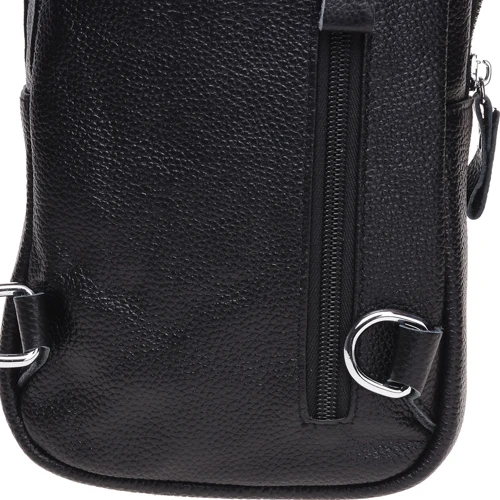 Чоловіча сумка-слінг Borsa Leather чорна (K15026-black): Фактура матова, Зерниста