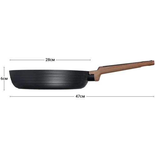 Сковорода Fissman Diamond Grey 28x6.5см (4303): Матеріал ручки Бакелит