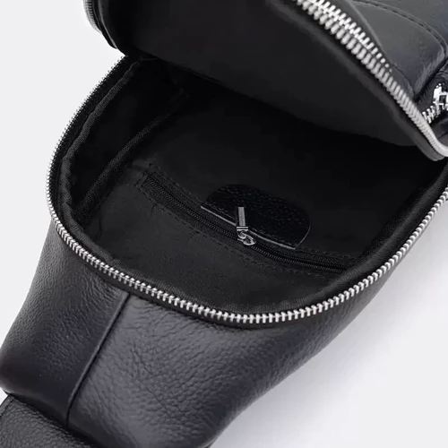 Мужская сумка-слинг Keizer черная (K16602bl-black): Фактура Зернистая, Матовая