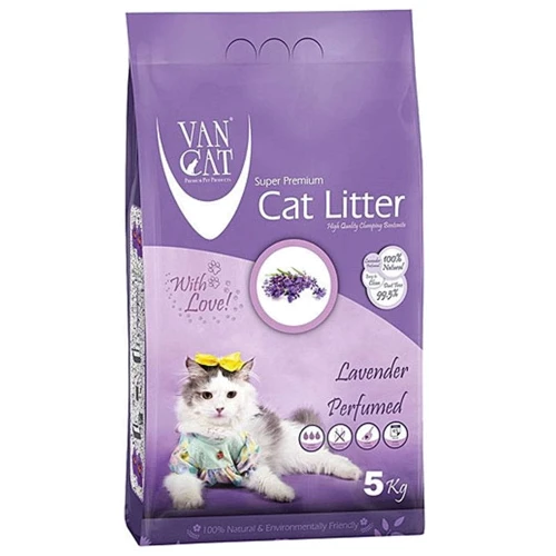 Бентонітовий наповнювач VanCat Lavender для котячого туалету з ароматом лаванди 5кг (55,448)