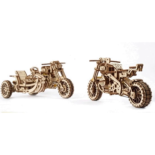 Механічний 3D пазл Ugears Мотоцикл Scramber з коляскою (6336921) фото 8