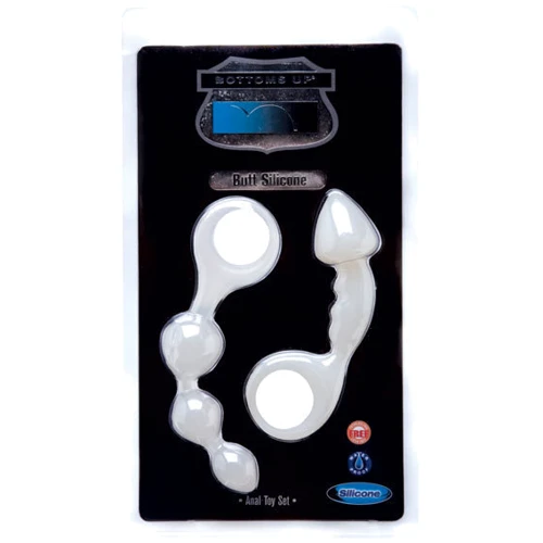 Сет из 2 анальных пробок Bottoms Up Butt Silicone Anal Toy, белый