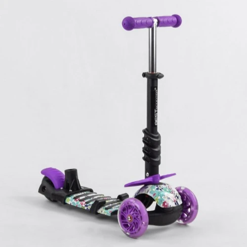 Самокат Best Scooter с защитным бампером фиолетовый (S 9602): Конструкция рамы цельная