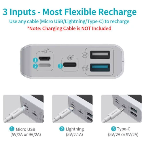 Внешний аккумулятор Romoss Power Bank 20000mAh Sense6PS+ White (PSN20-112-1134): Емкость батареи, мАч 20000
