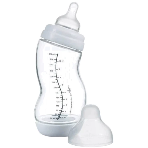 Стеклянная антиколиковая бутылочка Difrax S-bottle Wide с силиконовой соской 310 мл White (737FE White)