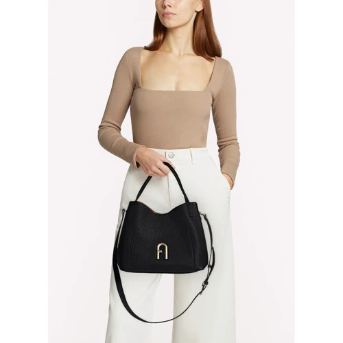Женская сумка хобо Furla Primula S Hobo черная (WB00507BX0041O6000): Тип ручки Со съемным ремнем, С двумя ручками, Плечевой ремень, Короткая ручка