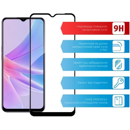 Аксессуар для смартфона ACCLAB Tempered Glass Full Glue Black for Oppo A58: Тип защитное стекло