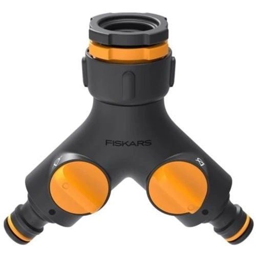 Конектор Fiskars двоканальний з клапанами вкл/викл для шланга 1/2-1" (1027061)