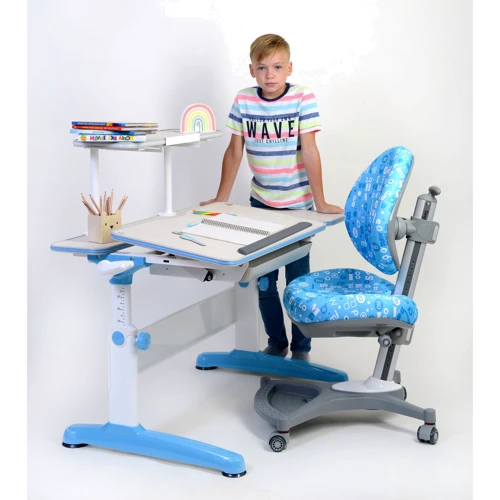Парта SingBee Q-Assembly L Blue + Книжная полка SBS-610 (SBS-602-BL + SBS-610): Особенности Регулировка угла наклона столешницы, Регулировка высоты