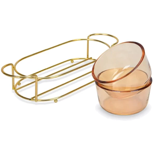 Менажница Fissman 26x10.5x5.7 см на стальной подставке 2х240 мл (16390)