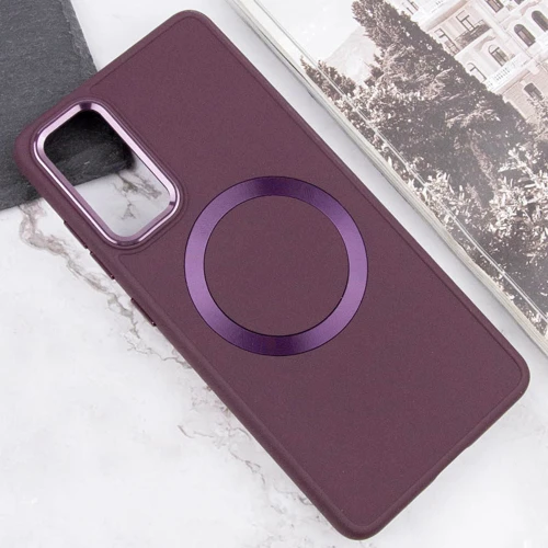Чехол для телефонов TPU Case Bonbon Metal Style with MagSafe Plum for Samsung A556 Galaxy A55: Материал TPU (термополиуретан)
