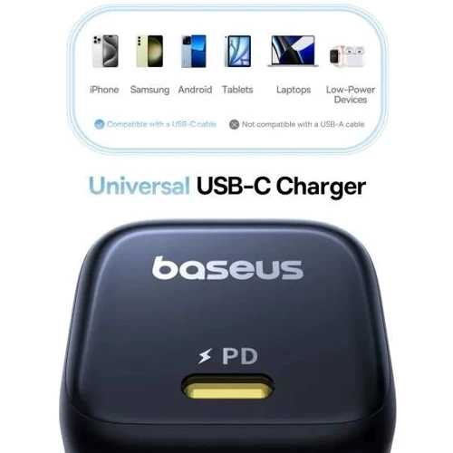 Зарядное устройство Baseus USB-C Wall Charger GaN 1C 45W Black (P10176800123-00) фото 6
