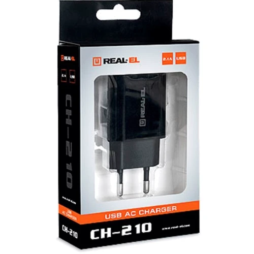 Зарядное устройство REAL-EL Wall Charger 2xUSB CH-210 black (EL123160014): Количество USB-портов 2