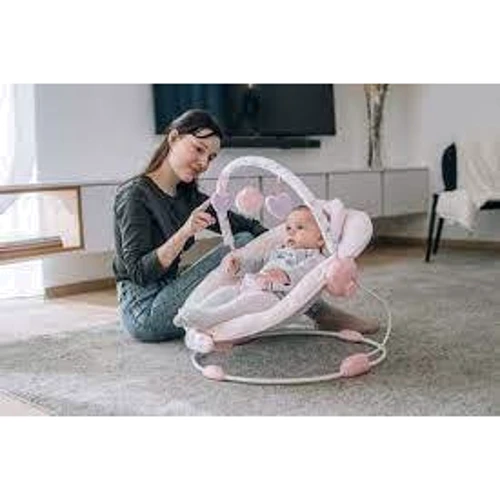 Качели FreeON Rest`n`Play Pink (45739): Дополнительные удобства Ремни безопасности, регулируемая спинка, Изменение наклона, дуга с игрушками, Вибрация, блок с музык