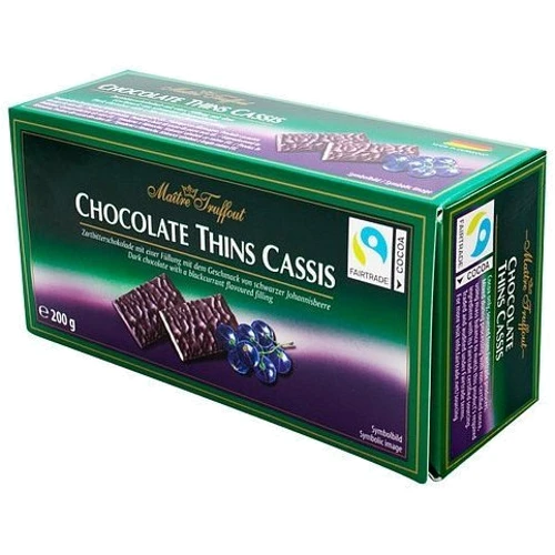 Цукерки Maitre Truffout Chocolate Thins Classic (зі смородиною) 200 г (WT3825)