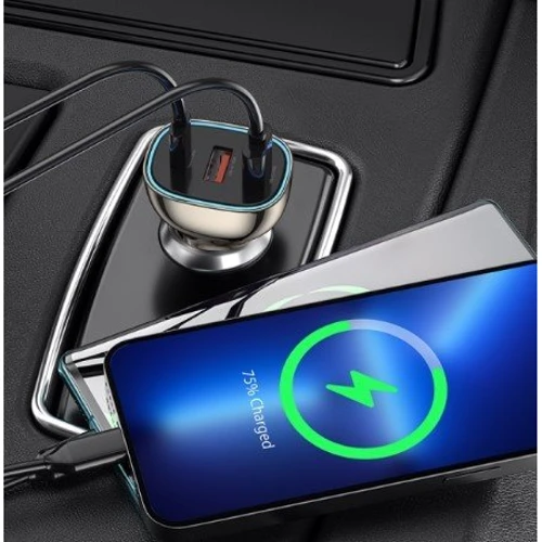 Зарядное устройство WIWU Car Charger 2xUSB+USB-C Geek Wi-QC013 90W Black фото 6