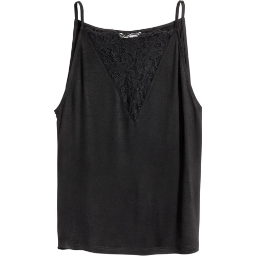 Майка H&M 4286404 L черная: Состав Вискоза, Эластан