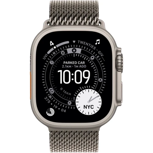 Apple Watch Ultra 3 GPS + Cellular 49mm Natural Titanium Case with Natural Titanium Milanese Loop - Medium (MEWY4)