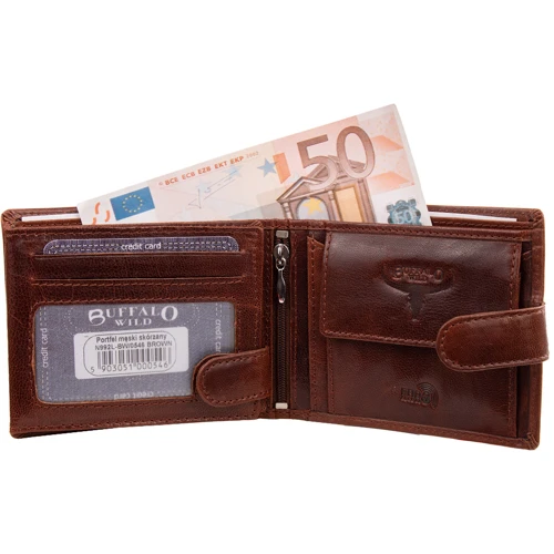 Чоловіче портмоне Buffalo Wild коричневе (DNKN992L-BW-brown): Формат гаманця вертикальний