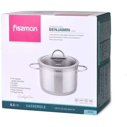 Кастрюля Fissman Benjamin 6.3 л (5424): Тип Традиционная