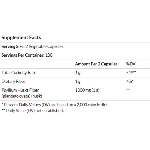 Solgar Psyllium Husks Fiber, 500 mg, 200 Vegetable Capsules (SOL-02315)