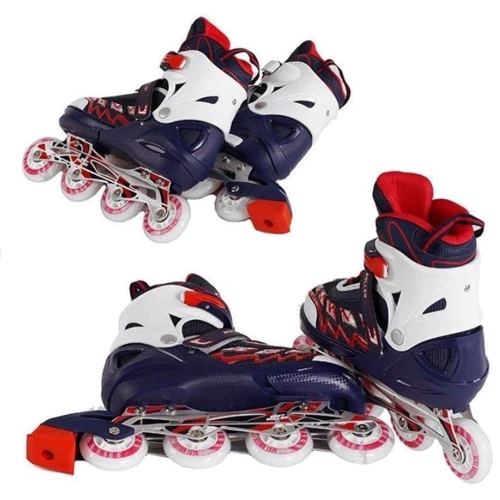 Ролики Best Roller 30-33 синій + червоний (56019-S): Розташування коліс in-line