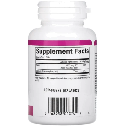 Natural Factors Folic Acid Фолієва кислота 1000 мкг 90 таблеток: Тип Витамин B