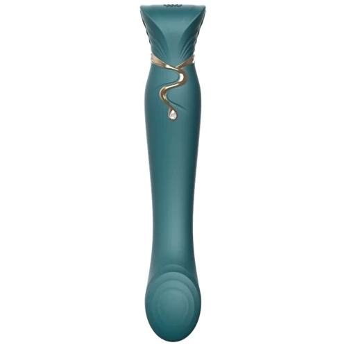 Смартвибратор 3в1 Zalo - Queen Jewel Green, пульсирующая жемчужина и вакуум, кристалл Swarovski