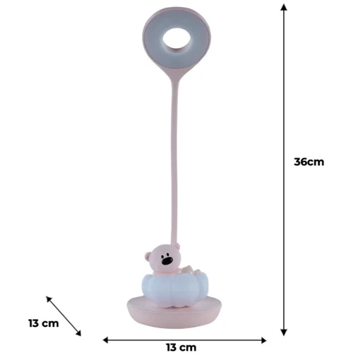 Настольная лампа LED Kite с аккумулятором Cloudy Bear розовая (k24-493-2-2)