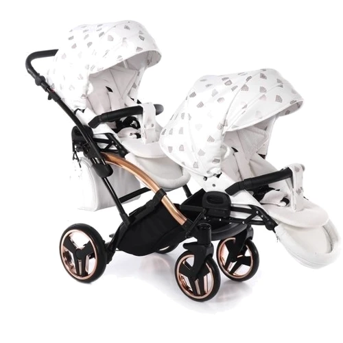Универсальная коляска для двойни 2 в 1 Junama Glow Duo Slim 01, белый с бронзовым (J-G-DUOs-01) фото 7