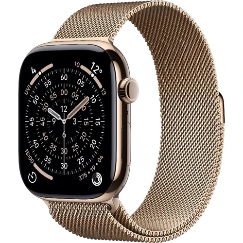 Apple Watch Series 11 GPS + Cellular 42mm Gold Titanium Case with Gold Milanese Loop (MF8Y4)