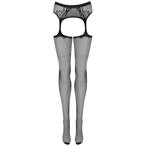 Чулки с поясом Obsessive S232 (Черный, S/M/L)
