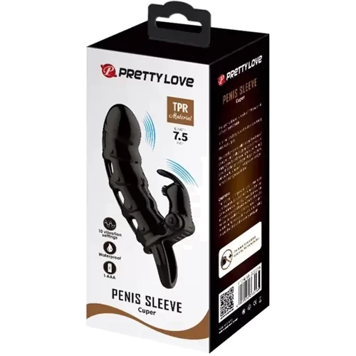 Удлиняющая насадка с вибростимуляцией PRETTY LOVE - Cuper PENIS SLEEVE, BI-026239