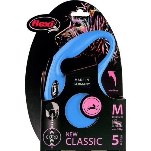 Поводок-рулетка Flexi New Classic М до 20 кг 5 м синій (4000498022610): Тип шнура трос