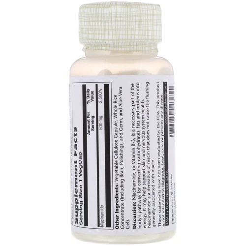Solaray Niacinamide, 500 mg, 100 Veg Capsules (SOR04365): Тип Витамин B