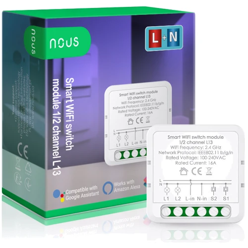 Вимикач Nous 1/2 канальний Wi-Fi L13