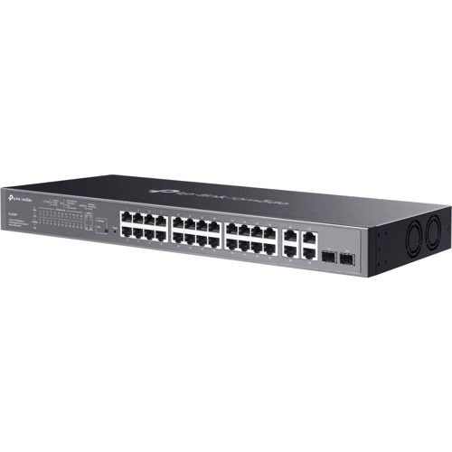 Сетевой коммутатор TP-Link SL2428P: Другие порты 2 x 1G SFP, 2 х Gigabit Ethernet (10/100/1000 Мбит/с), 24 x PoE+ (10/100 Мбит/с)