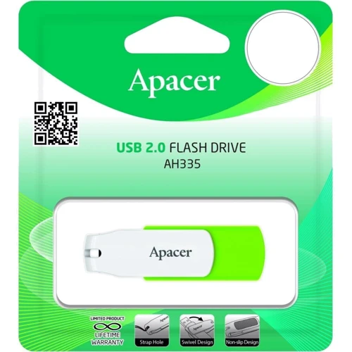 USB-флешка Apacer AH335 64GB USB 2.0 Green/White (AP64GAH335G-1): Обсяг пам'яті 64 GB