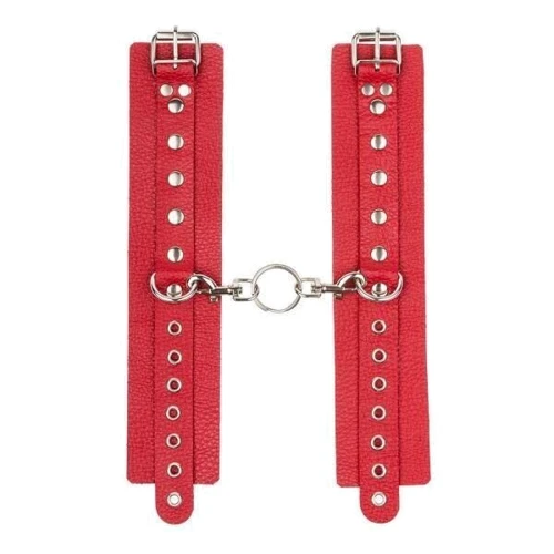 Наручники Leather Double Fix Leg Cuffs, Red