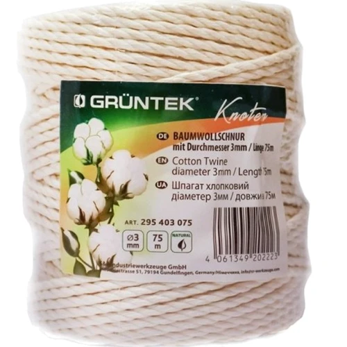 Шпагат Gruntek хлопковый 3мм х 75м: Тип Шпагат